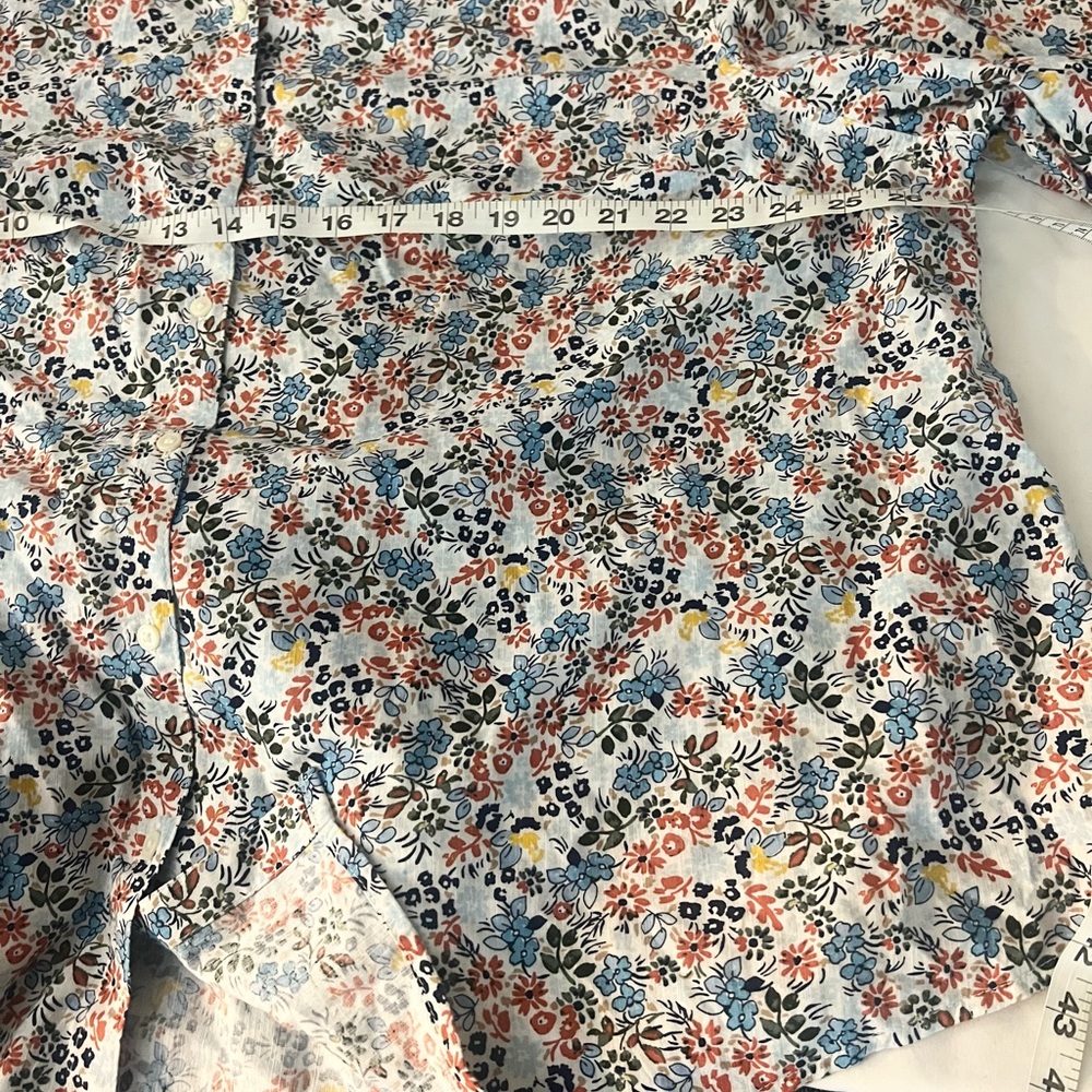 St. John's Bay Multicolor Floral Blouse 2x Button Up Long Sleeve Blue Green Ivor - Picture 5 of 16